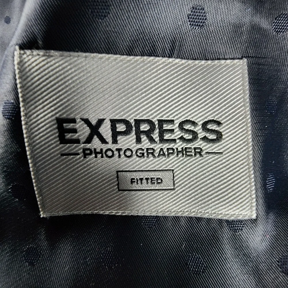 Express Photographer Men's Fitted Sport Coat Blazer Modern Navy Wool Size 36R - Picture 8 of 16